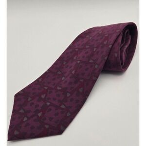 Hennessy Couture Tie Mens Purple Red Geometric Hearts‎ Silk Neck Tie Made In USA